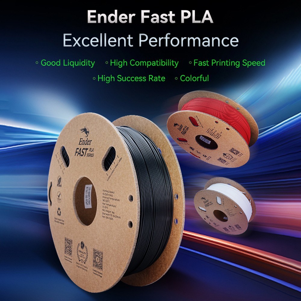 Creality Ender Fast PLA Filament 1.75mm - High Fluidity & Speed, High Success Rate, 1KG Spool, +/-0.03mm Accuracy
