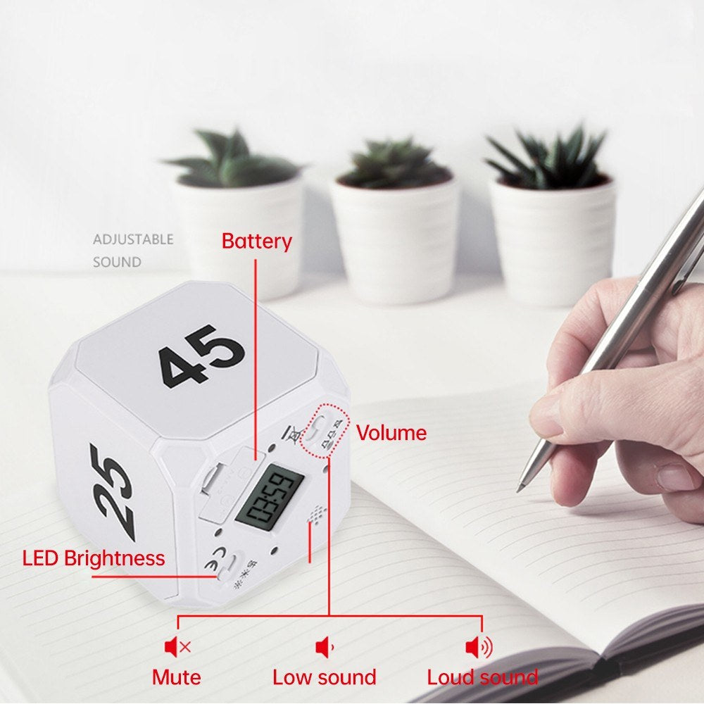 Gravity Sensor Rotating Cube Timer
