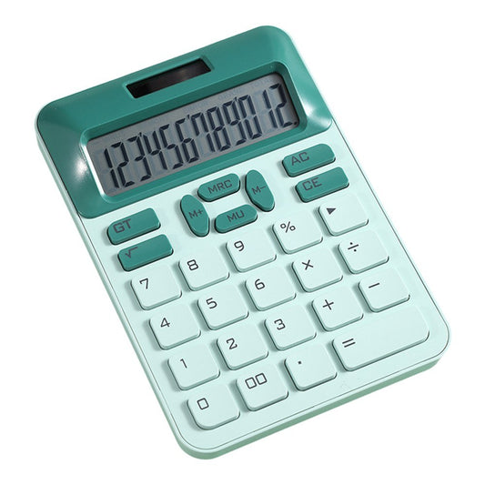 12-Digit Candy Colored Mechanical Calculator with Large Solar Power LCD Display and Big Buttons for Office, School, Home, Kids, Students, Accountants