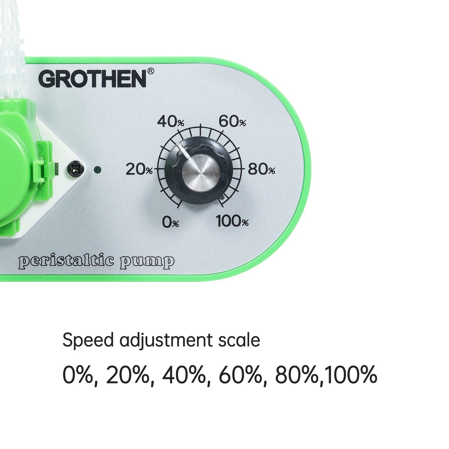 GROTHEN G1028-3 Adjustable Peristaltic Pump, 15ml/min-117ml/min, Food Grade Platinum Silicone Tube, 3mmx5mm, for Aquarium, Lab, Chemical Dosing, with 100-240V Adapter