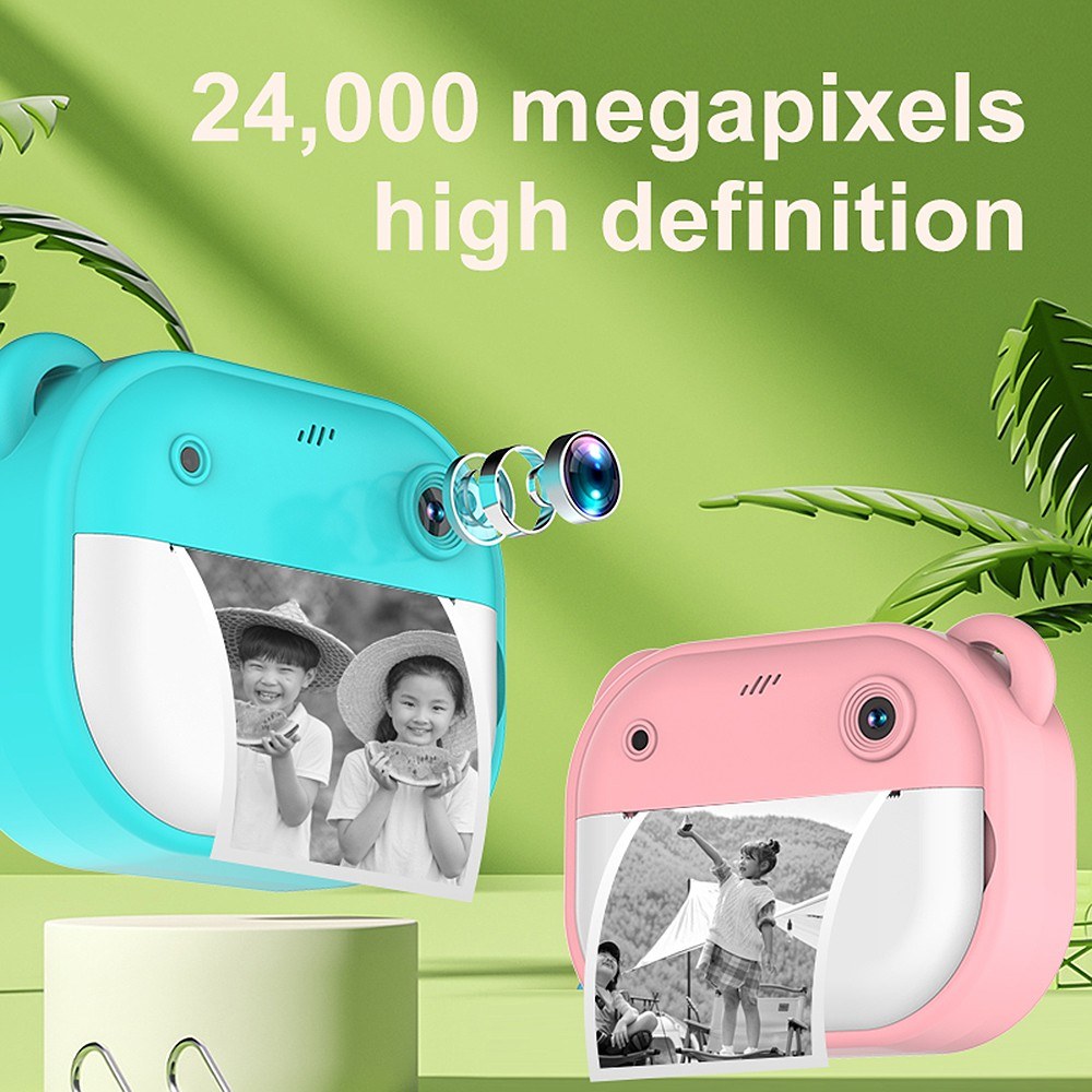 1080P Kids Digital Camera with Thermal Printing, 2.4-Inch IPS Screen, Selfie & Video, Auto Focus, Includes 2 Print Paper Rolls