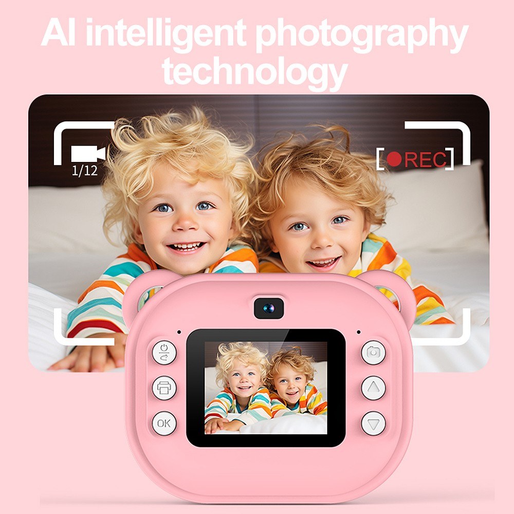 1080P Kids Digital Camera with Thermal Printing, 2.4-Inch IPS Screen, Selfie & Video, Auto Focus, Includes 2 Print Paper Rolls