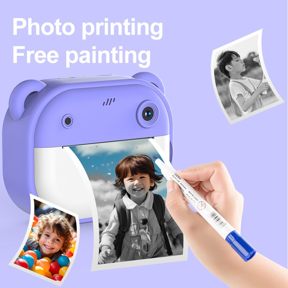 1080P Kids Digital Camera with Thermal Printing, 2.4-Inch IPS Screen, Selfie & Video, Auto Focus, Includes 2 Print Paper Rolls