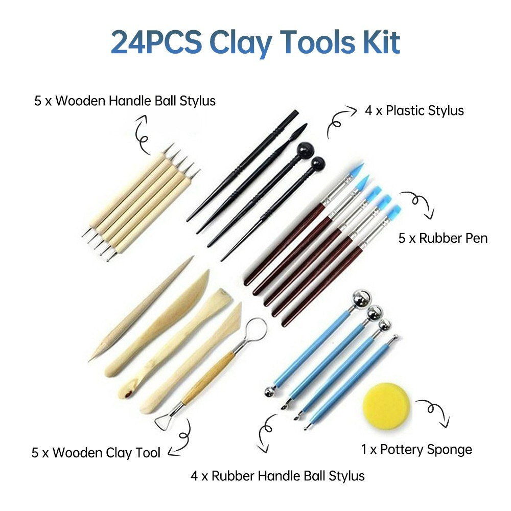 24-Piece Polymer Clay Sculpting Tools Kit