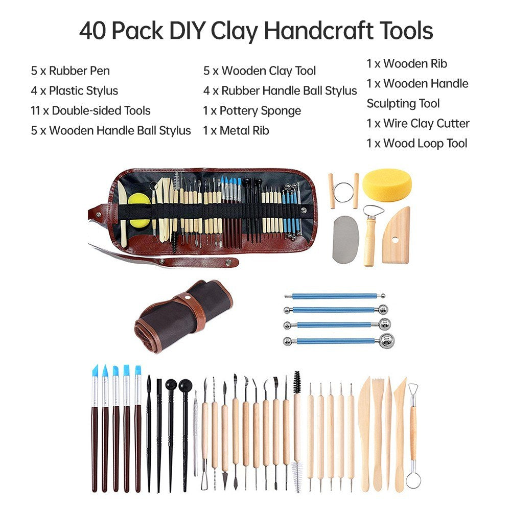 40pcs Ceramic Clay Carving & Pottery Sculpting Tools Set