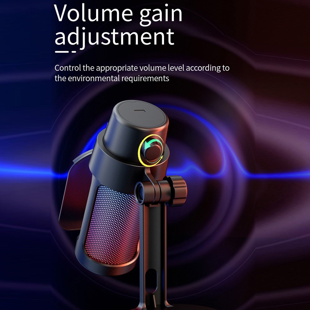 RGB USB Gaming Microphone Kit with Tripod, Cardioid Mode, Mute & Gain Control