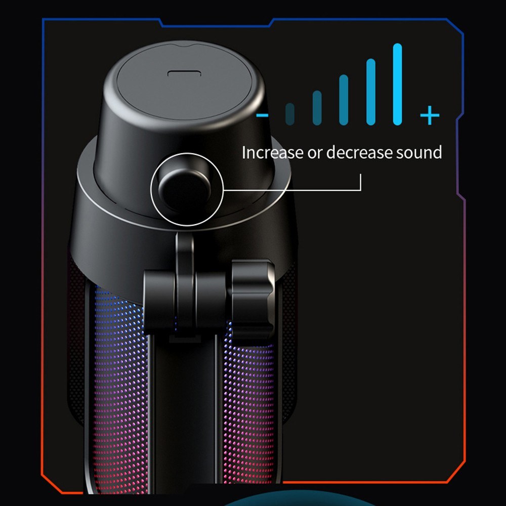 RGB USB Gaming Microphone Kit with Tripod, Cardioid Mode, Mute & Gain Control