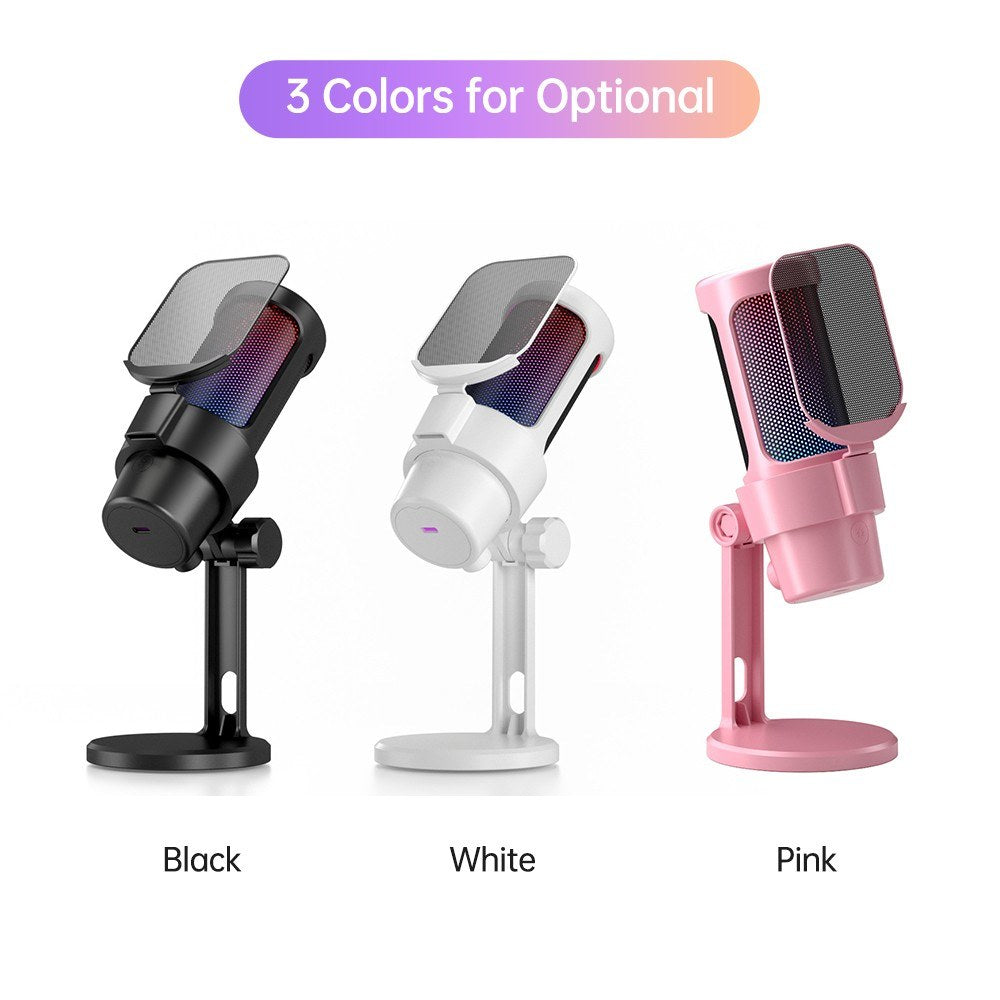 RGB USB Gaming Microphone Kit with Tripod, Cardioid Mode, Mute & Gain Control