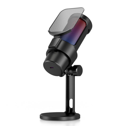 RGB USB Gaming Microphone Kit with Tripod, Cardioid Mode, Mute & Gain Control