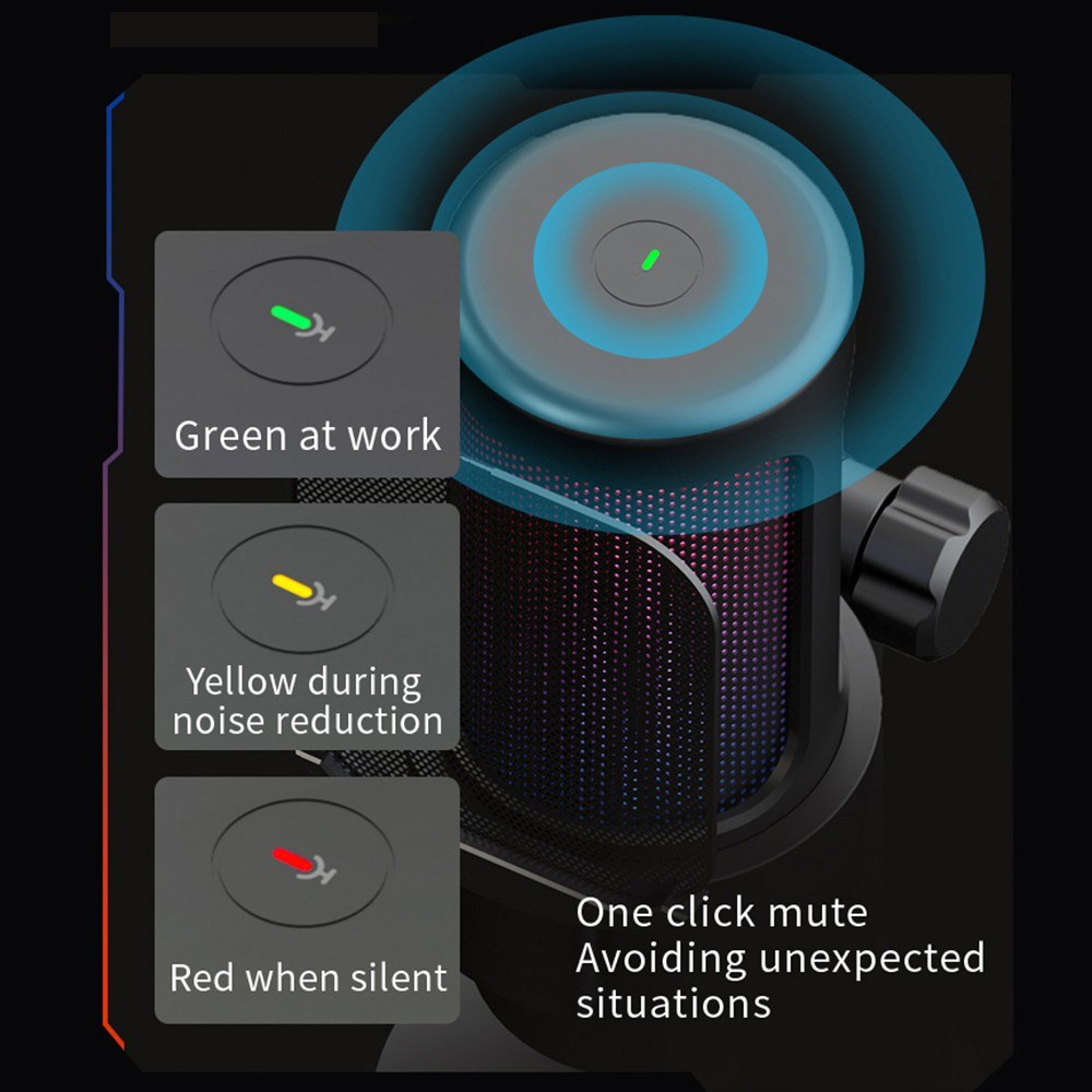 RGB USB Gaming Microphone Kit with Tripod, Cardioid Mode, Mute & Gain Control