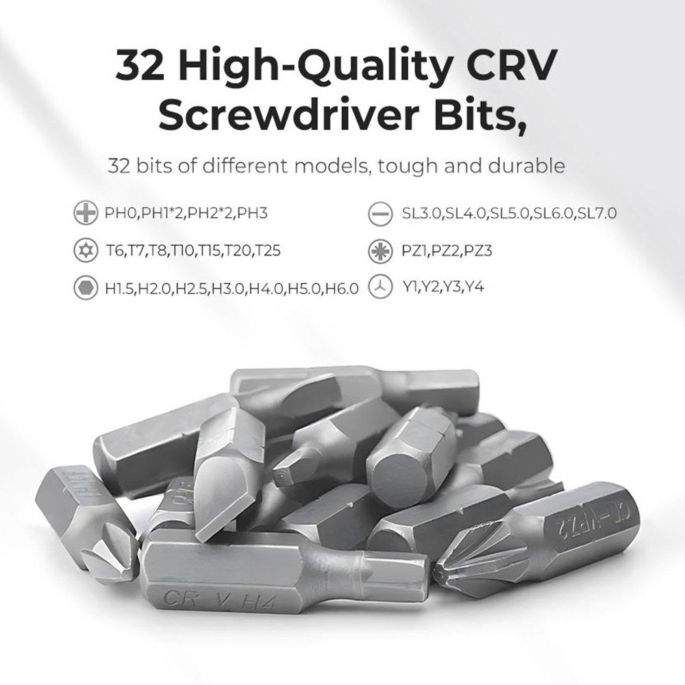 Creality Cordless Electric Screwdriver with 32 CRV Steel Bits, USB Charging, Portable Carry Case