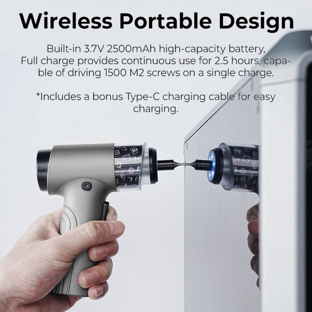 Creality Cordless Electric Screwdriver with 32 CRV Steel Bits, USB Charging, Portable Carry Case