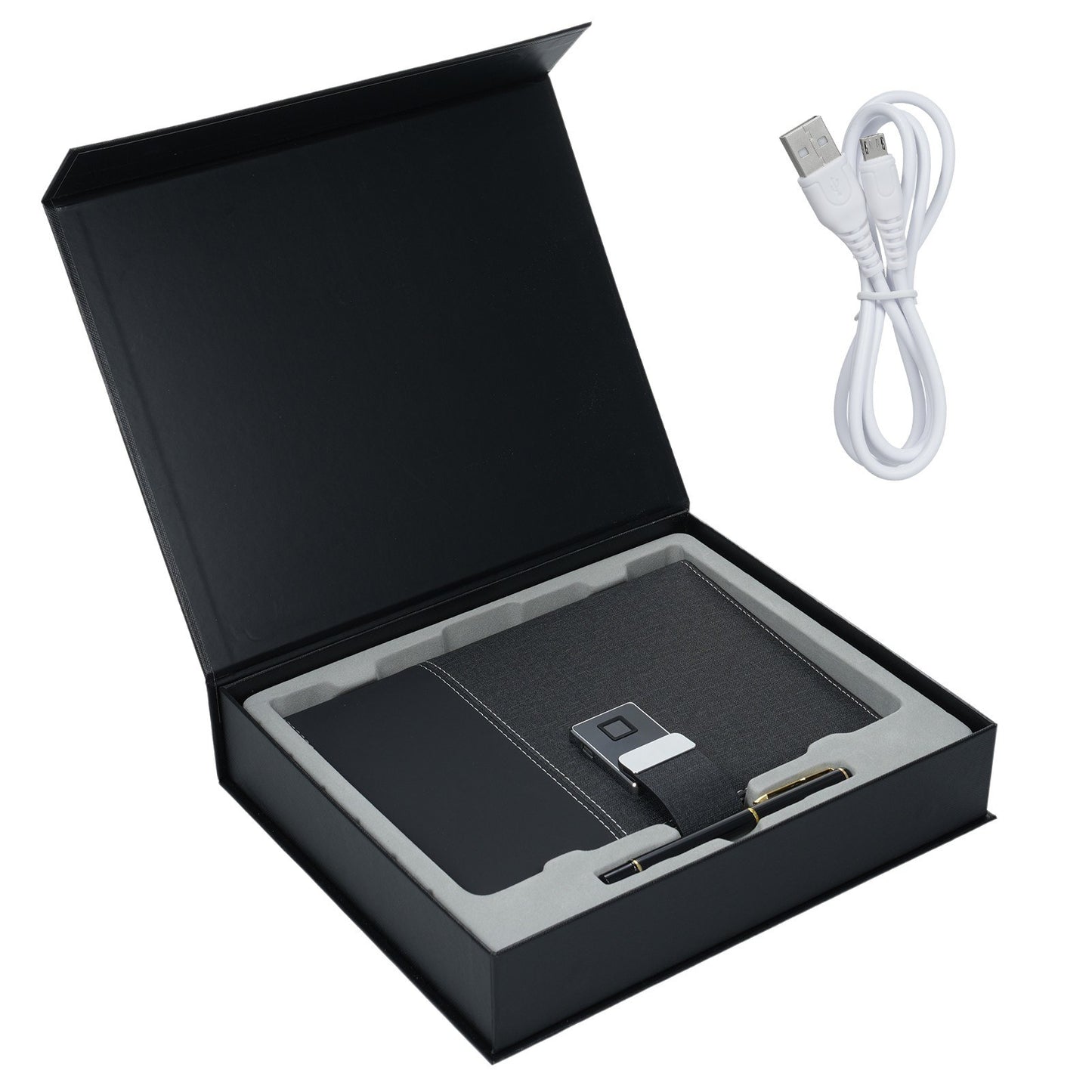 Secure A5 Leather Notebook with Fingerprint Lock & 16GB USB Drive - Lined Journal Planner