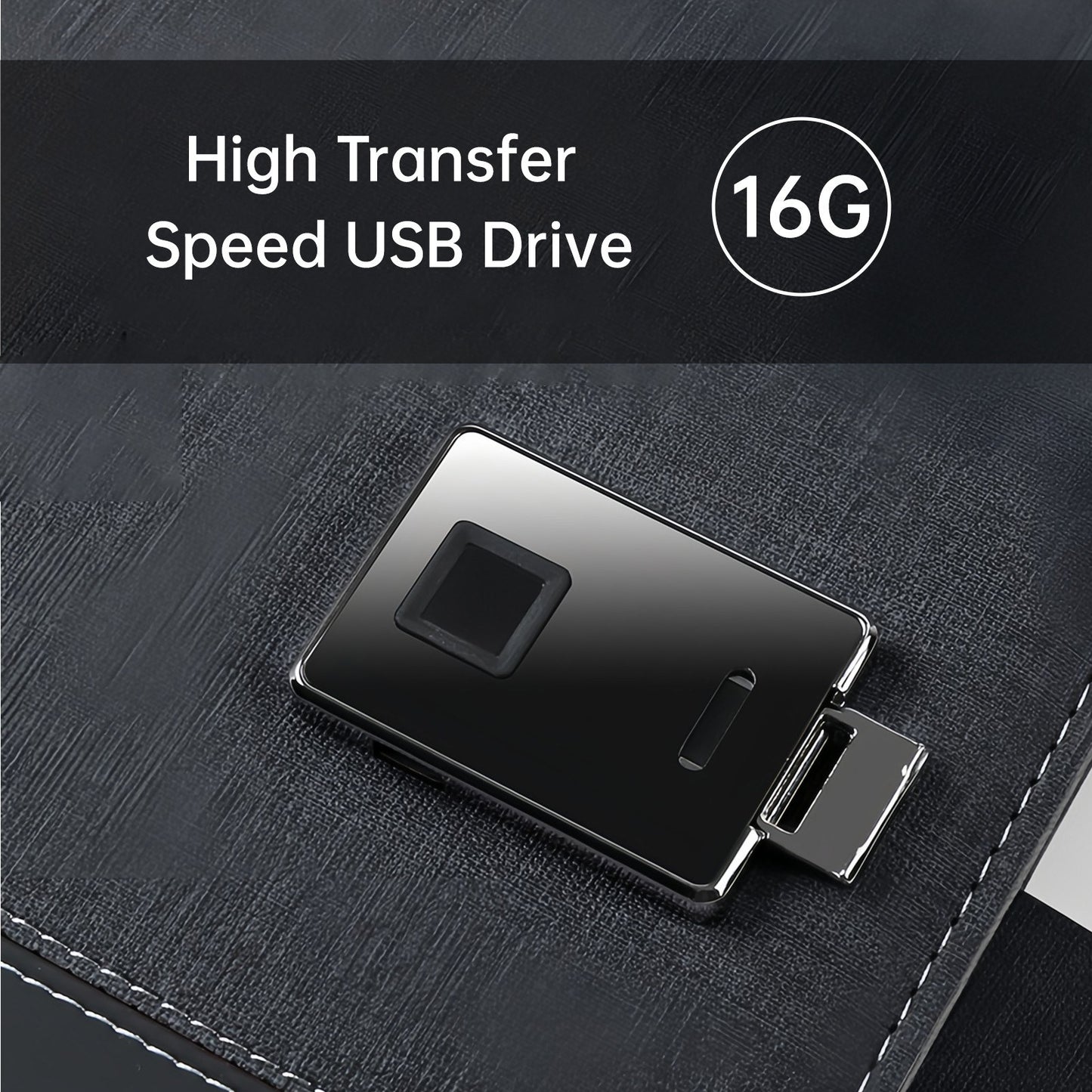 Secure A5 Leather Notebook with Fingerprint Lock & 16GB USB Drive - Lined Journal Planner