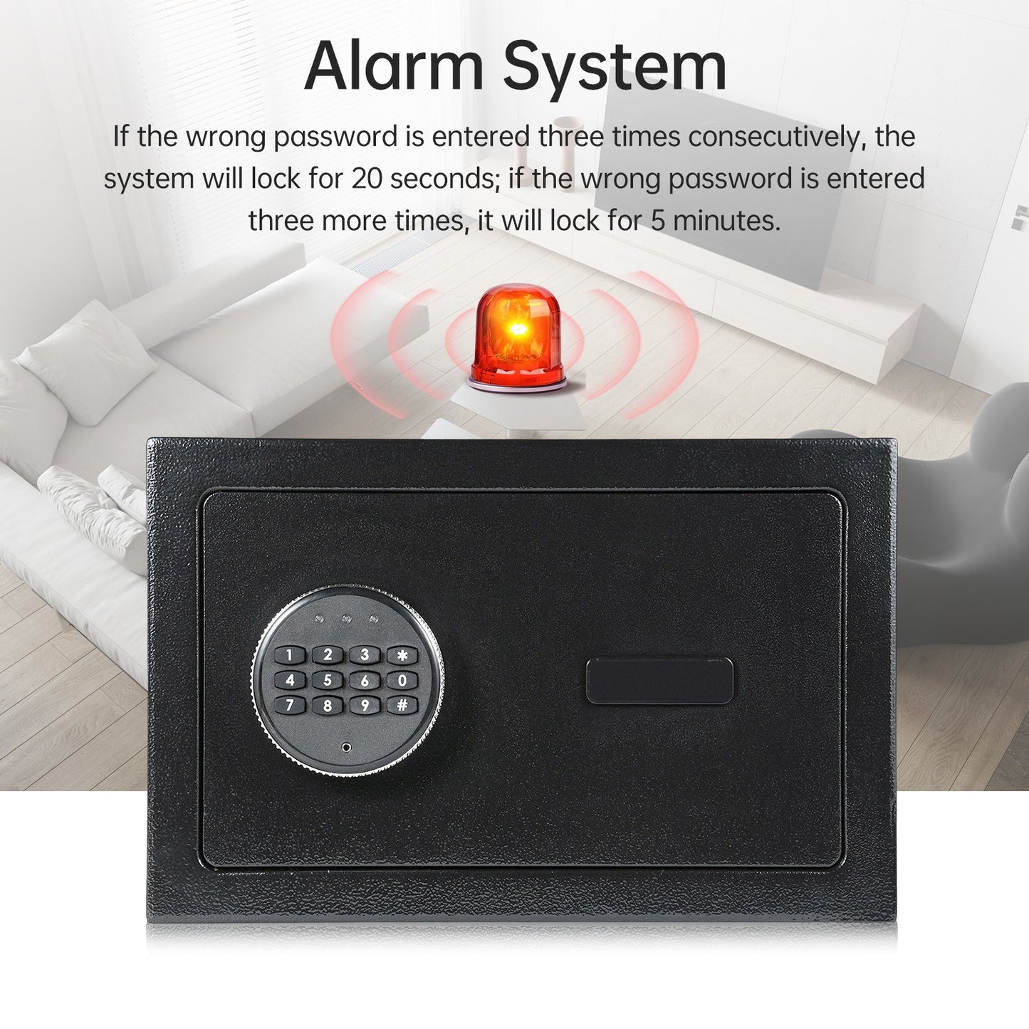 Fireproof Waterproof Home Safe with Keypad, Alarm System, and 2 Spare Keys