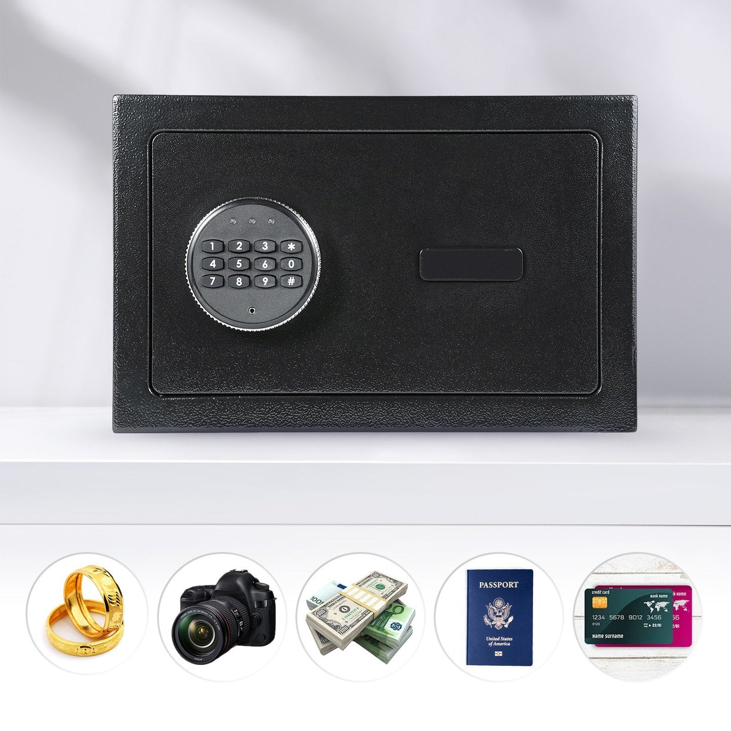 Fireproof Waterproof Home Safe with Keypad, Alarm System, and 2 Spare Keys