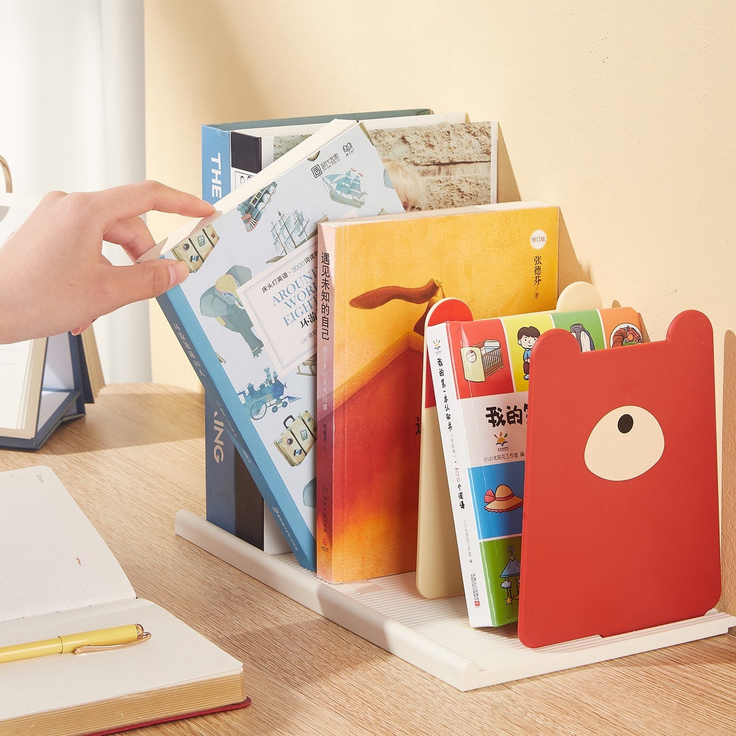 Desktop Book Organizer with Adjustable Sections - Vertical File Sorter for Home & Office