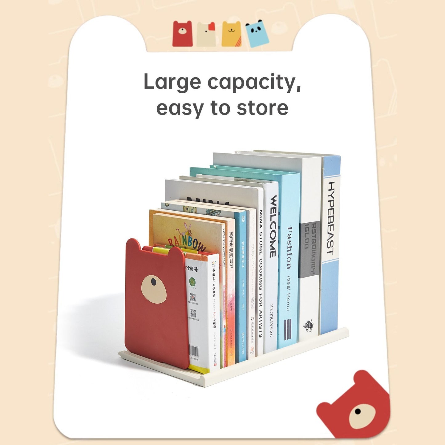 Desktop Book Organizer with Adjustable Sections - Vertical File Sorter for Home & Office