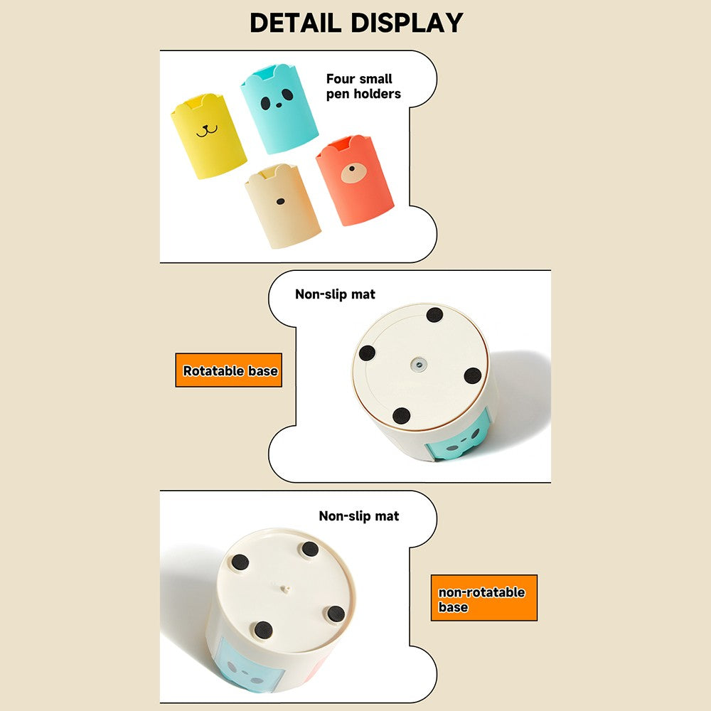 Rotatable Desk Pencil Pen Holder - 8 Slot Desktop Stationery Organizer