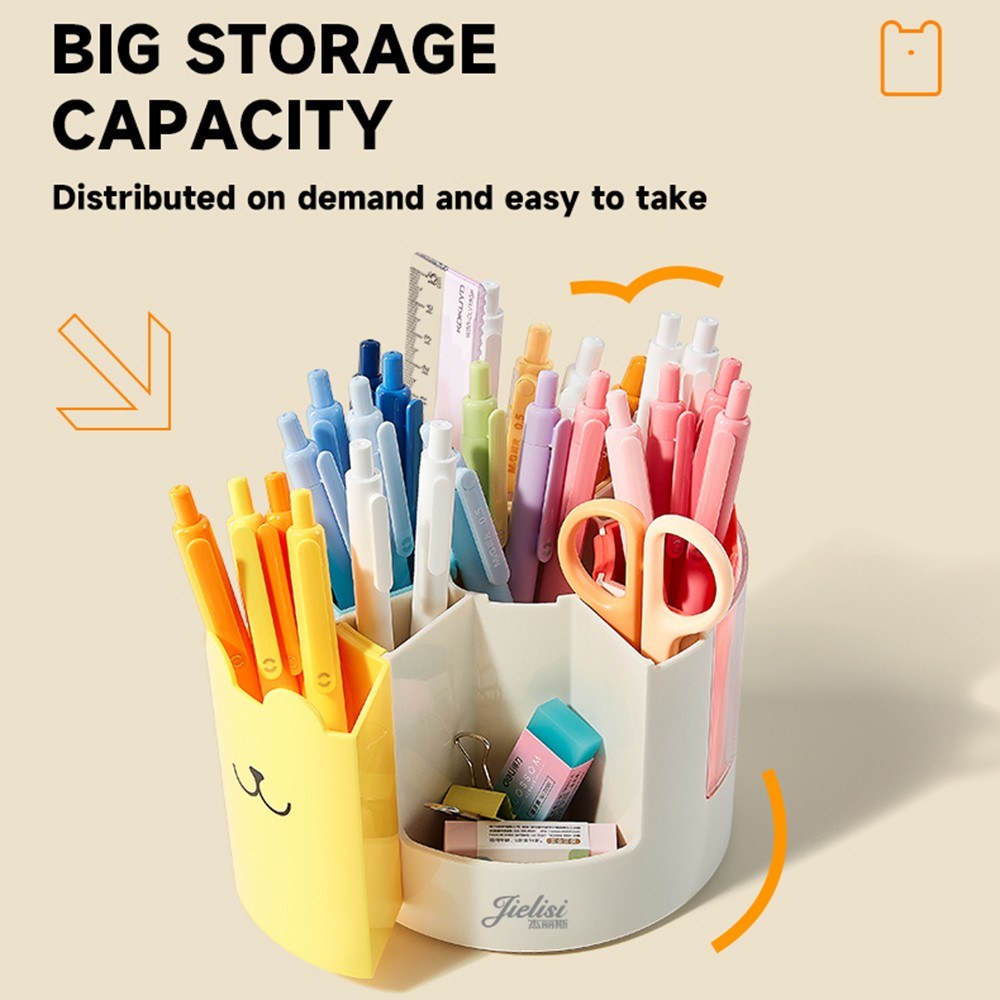 Rotatable Desk Pencil Pen Holder - 8 Slot Desktop Stationery Organizer