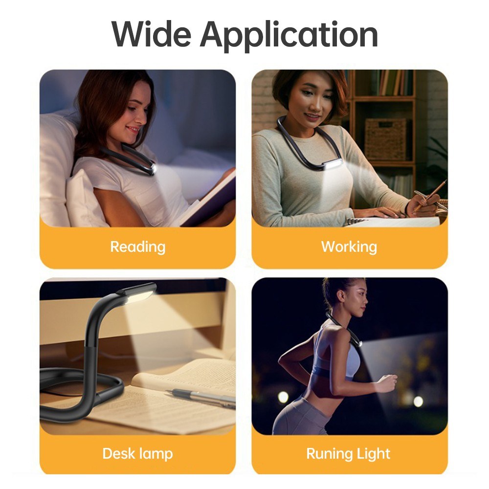 Rechargeable Neck Reading Light, Adjustable 3-Color Brightness, Eye-friendly with Bendable Arms – Ideal for Dorm, Knitting, Repairing, Running, Camping, Gifts for Birthdays, Graduation, Fathers & Mothers Day, Christmas