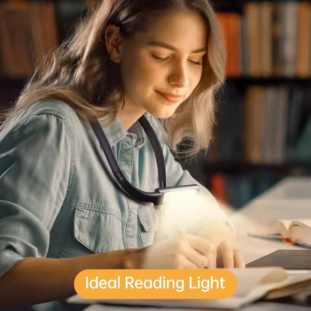 Rechargeable Neck Reading Light, Adjustable 3-Color Brightness, Eye-friendly with Bendable Arms – Ideal for Dorm, Knitting, Repairing, Running, Camping, Gifts for Birthdays, Graduation, Fathers & Mothers Day, Christmas