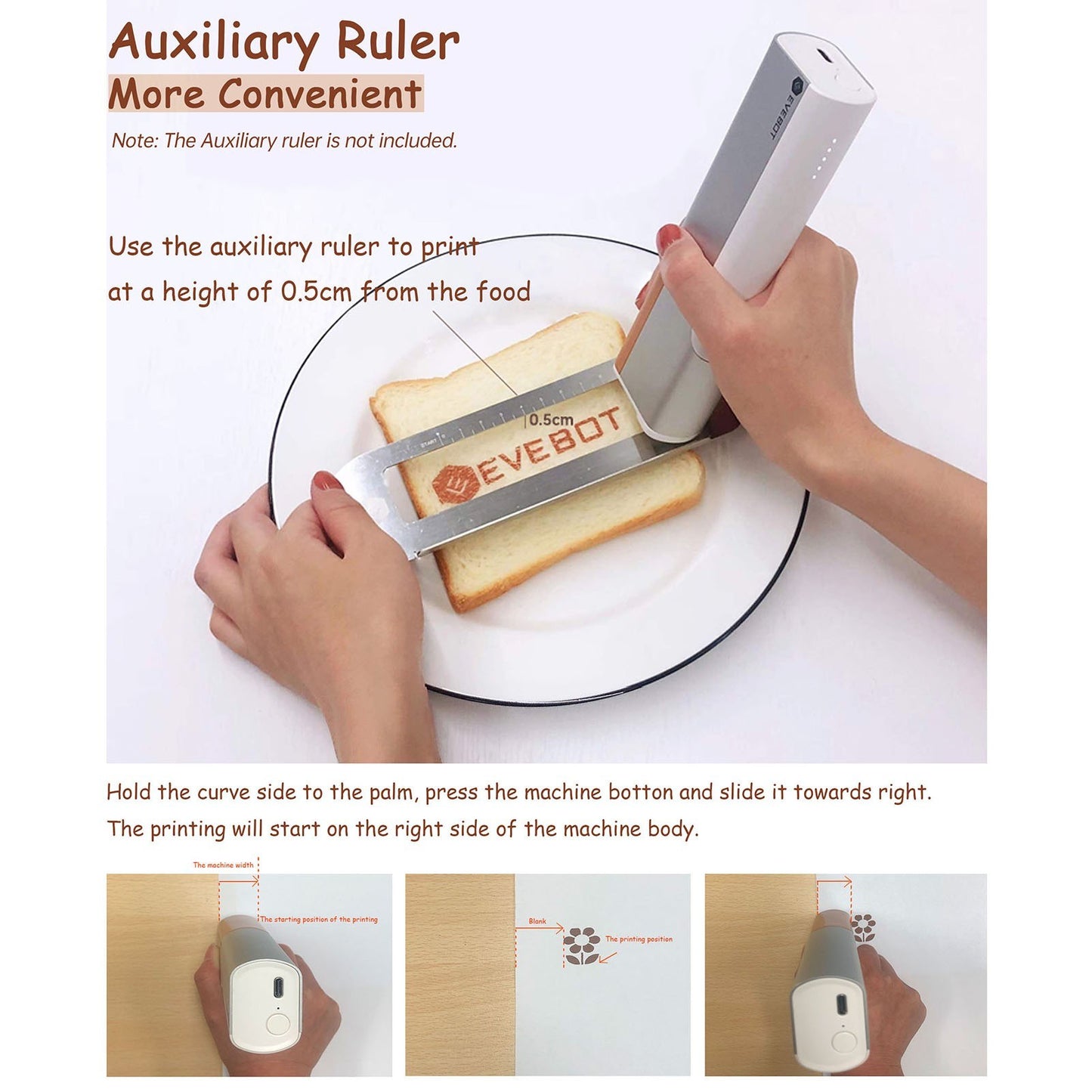 EVEBOT Printpen Handheld Portable Food & Coffee Art Inkjet Printer for DIY Designs
