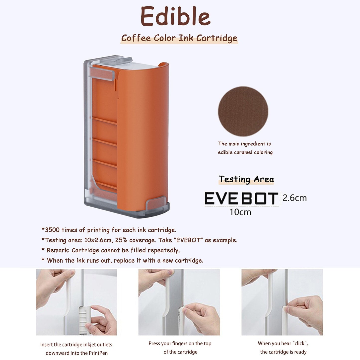 EVEBOT Printpen Handheld Portable Food & Coffee Art Inkjet Printer for DIY Designs