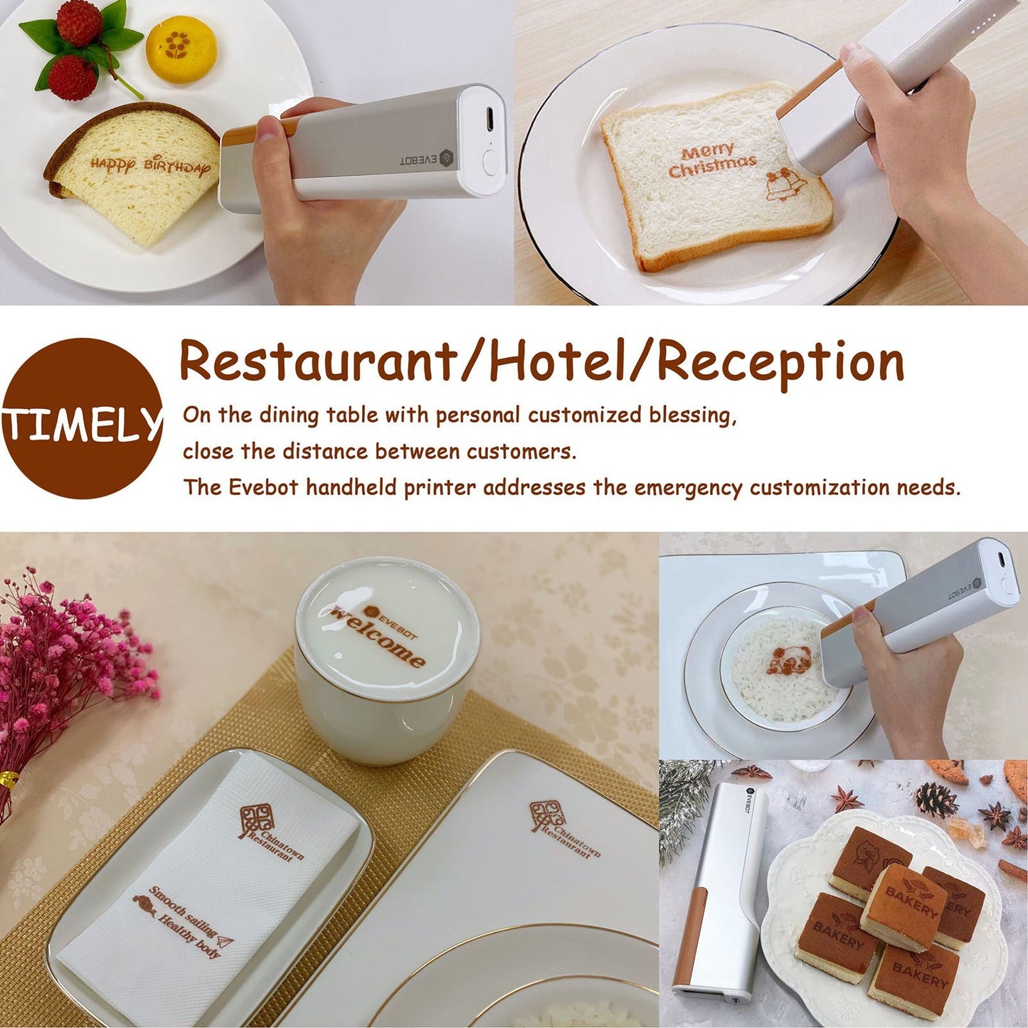 EVEBOT Printpen Handheld Portable Food & Coffee Art Inkjet Printer for DIY Designs