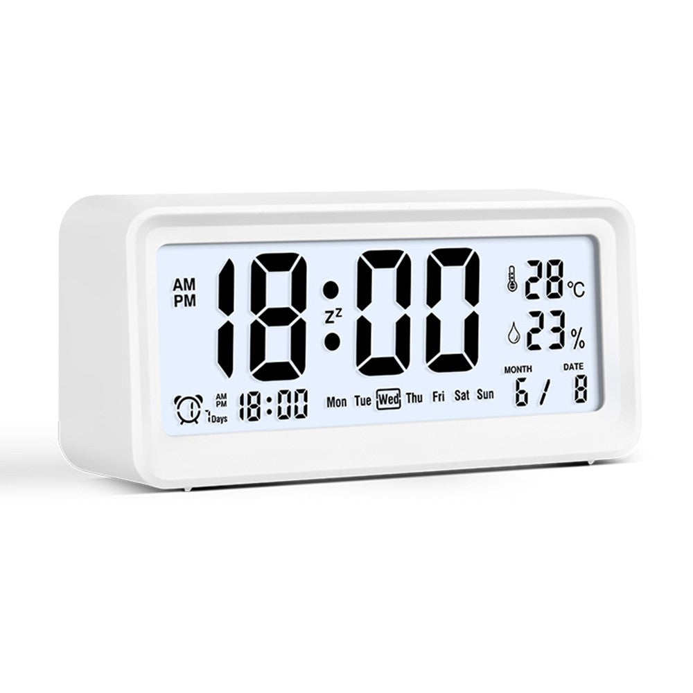 Digital Alarm Clock with Large LCD Screen, Weekday, Temperature & Humidity Display, Backlight