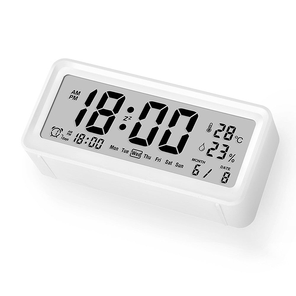 Digital Alarm Clock with Large LCD Screen, Weekday, Temperature & Humidity Display, Backlight