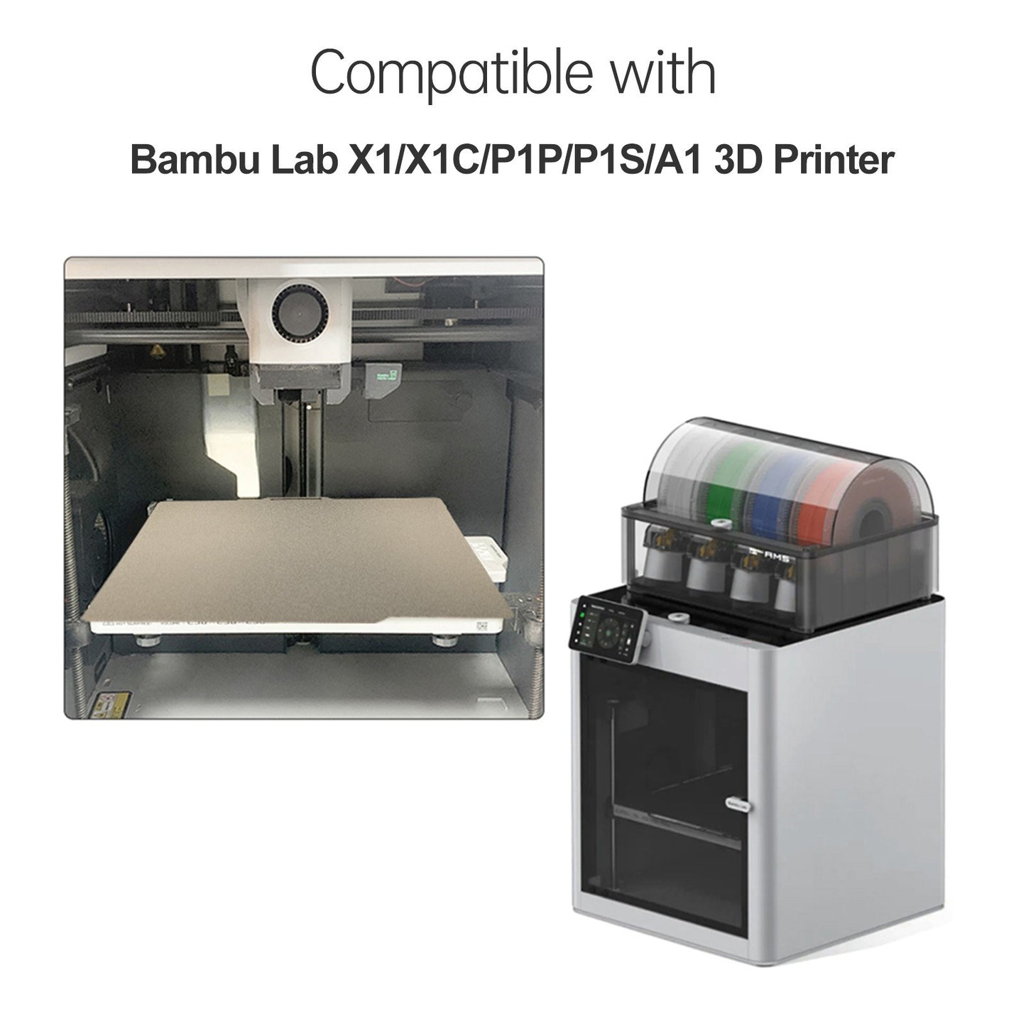 Double-Sided PEI Textured & Smooth Surface 3D Printer Build Plate, Magnetic Spring Steel for Bambu Lab X1/X1C/P1P/P1S/A1 - Stable & Easy Demolding