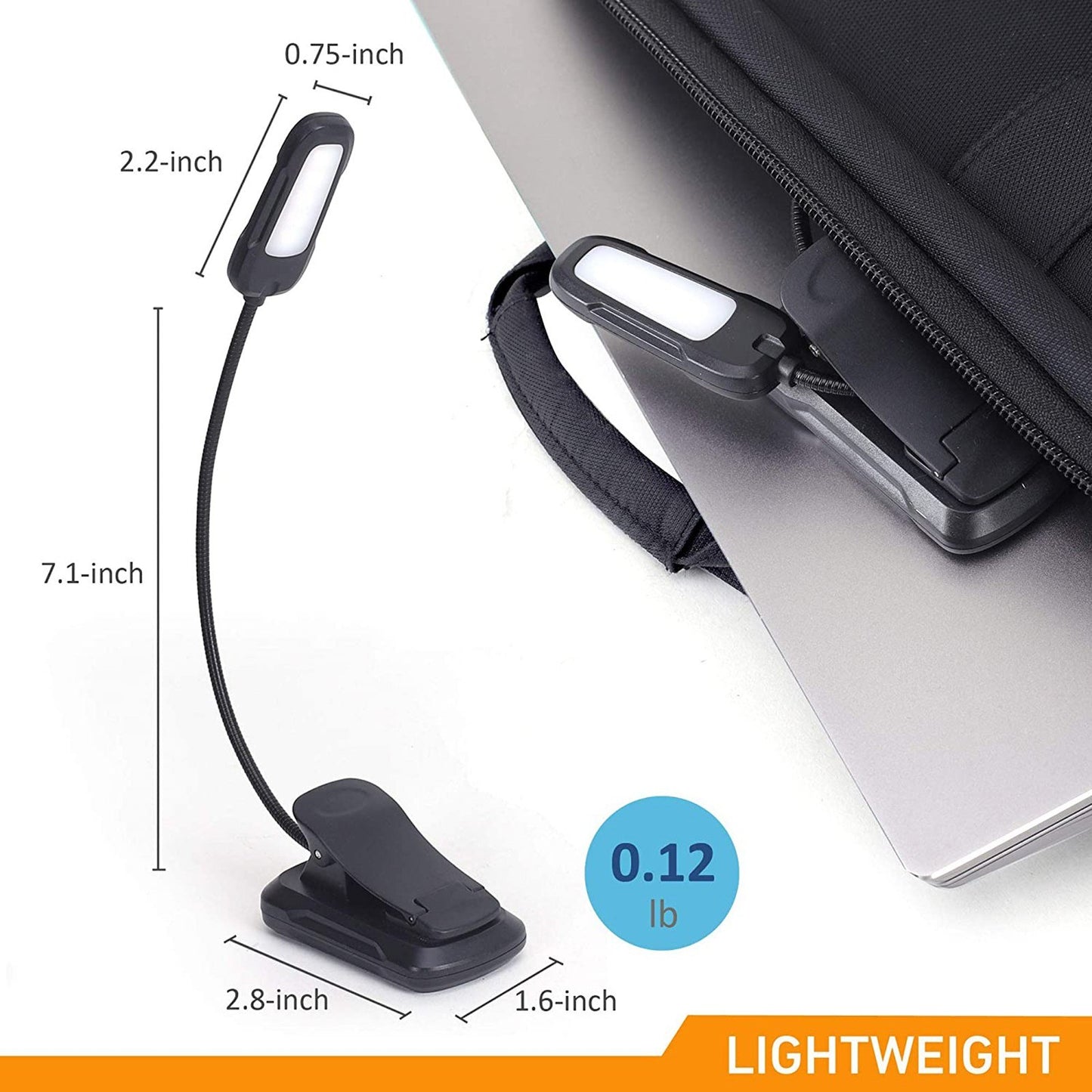 Portable USB Rechargeable Clip-On LED Reading Light for Bedtime Books