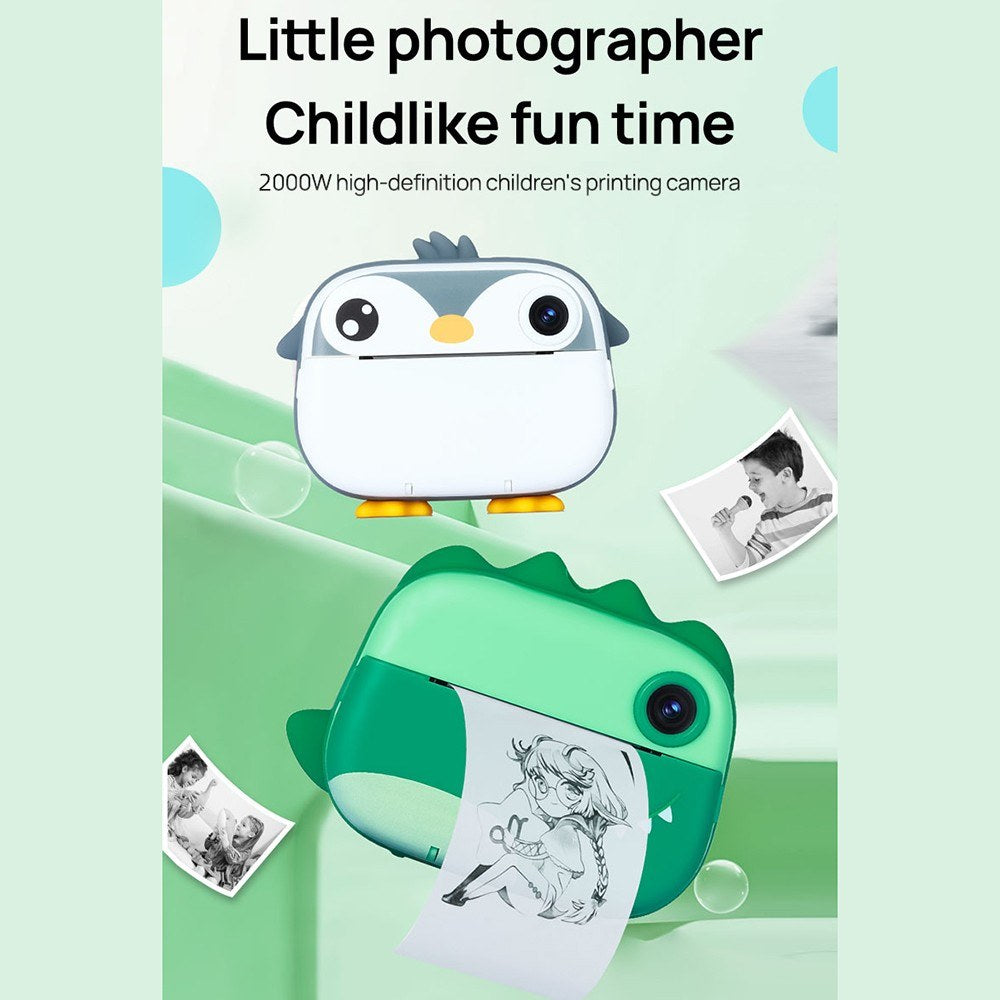 Instant Kids Camera with Thermal Printer, 2.4 Dual Screen, Timer, 1080P Video, Inkless Printing + 3 Paper Rolls