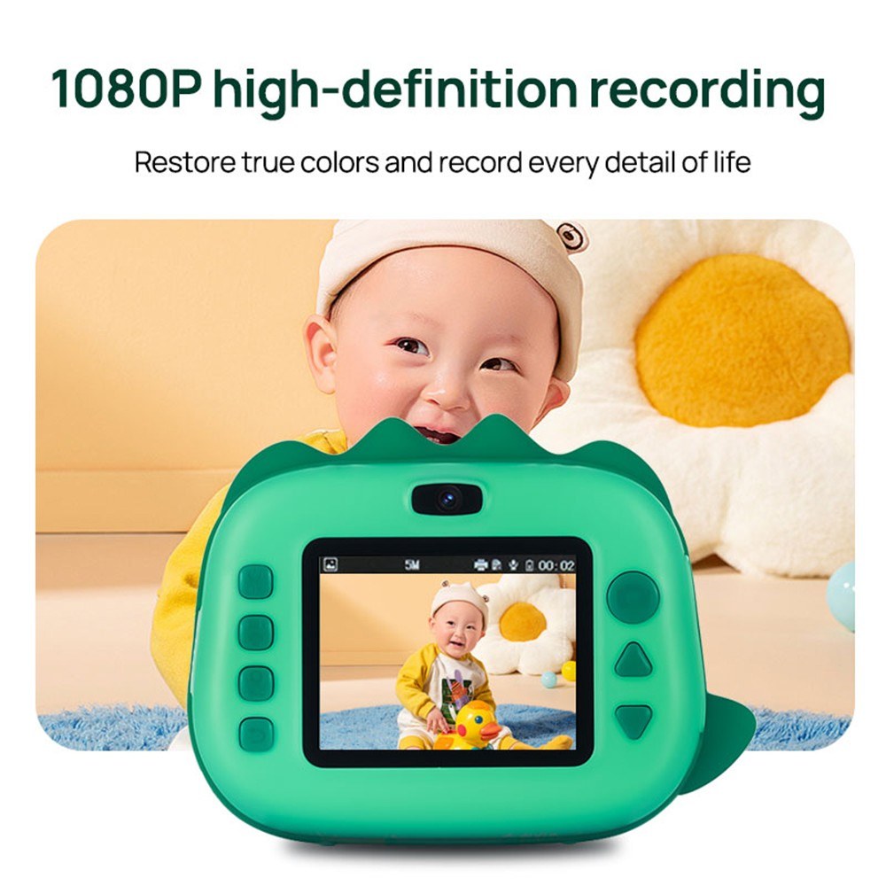 Instant Kids Camera with Thermal Printer, 2.4 Dual Screen, Timer, 1080P Video, Inkless Printing + 3 Paper Rolls