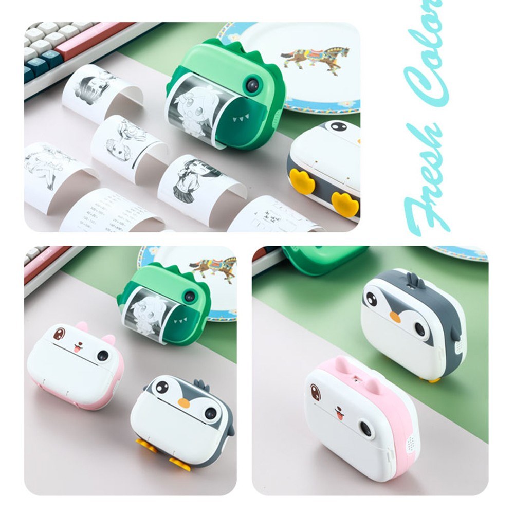 Instant Kids Camera with Thermal Printer, 2.4 Dual Screen, Timer, 1080P Video, Inkless Printing + 3 Paper Rolls