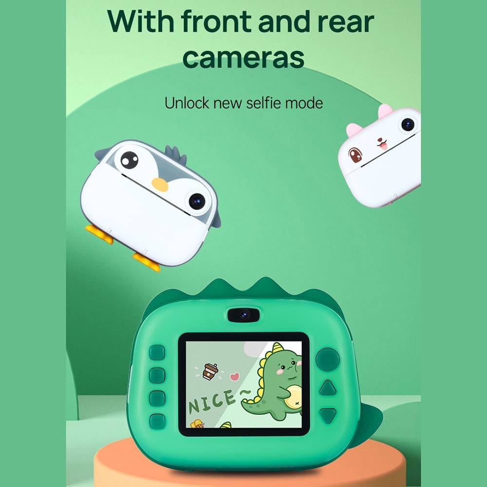 Instant Kids Camera with Thermal Printer, 2.4 Dual Screen, Timer, 1080P Video, Inkless Printing + 3 Paper Rolls