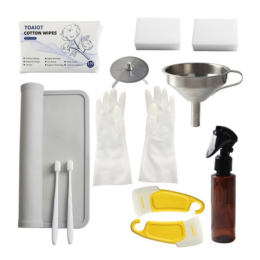 3D Printer Resin Cleaning Kit: Scraper, Silicone Mat, Funnel Filter, Spray Bottle, Gloves, Brush