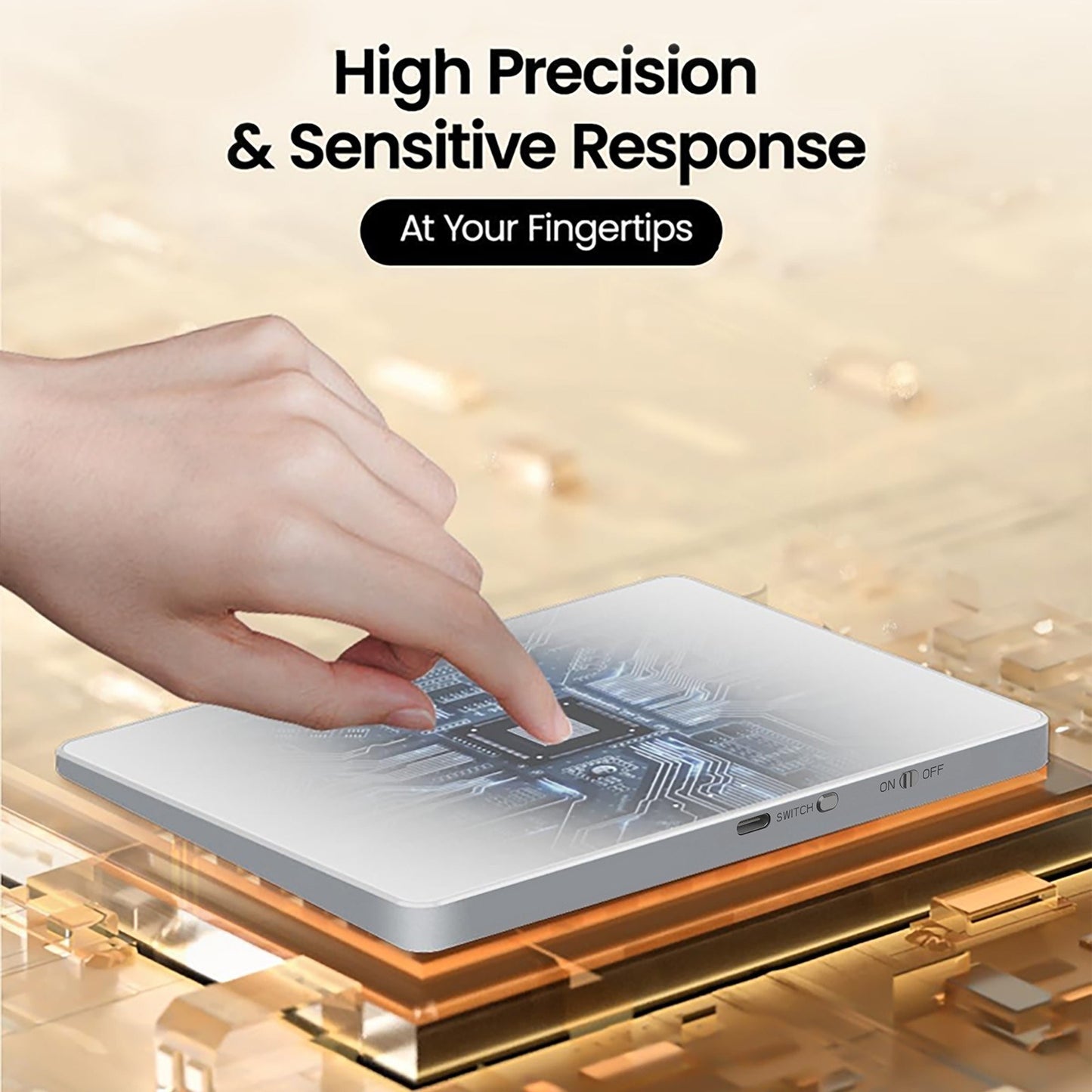 BOSTO T02 Ultra Slim Touchpad: Wired & Wireless 2.4G, Bluetooth, USB, Tempered Glass Portable Trackpad