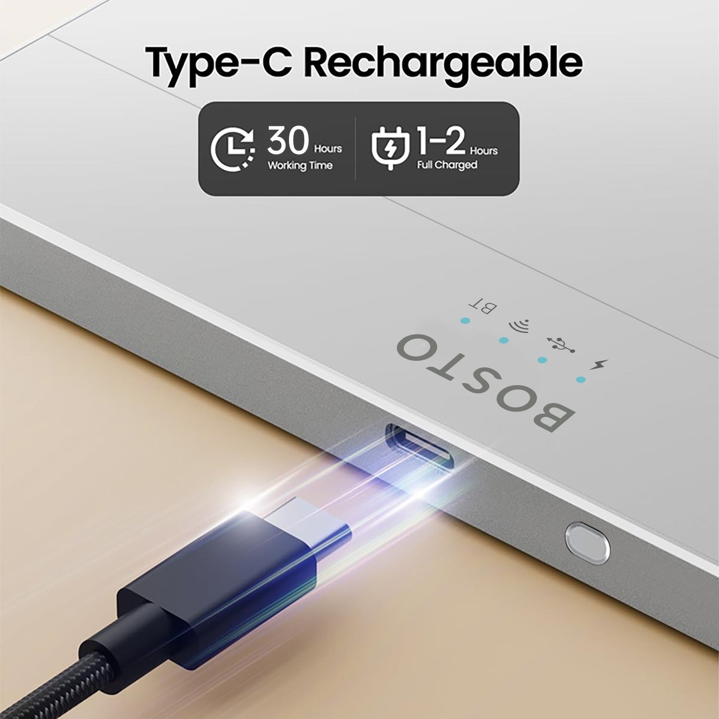 BOSTO T02 Ultra Slim Touchpad: Wired & Wireless 2.4G, Bluetooth, USB, Tempered Glass Portable Trackpad