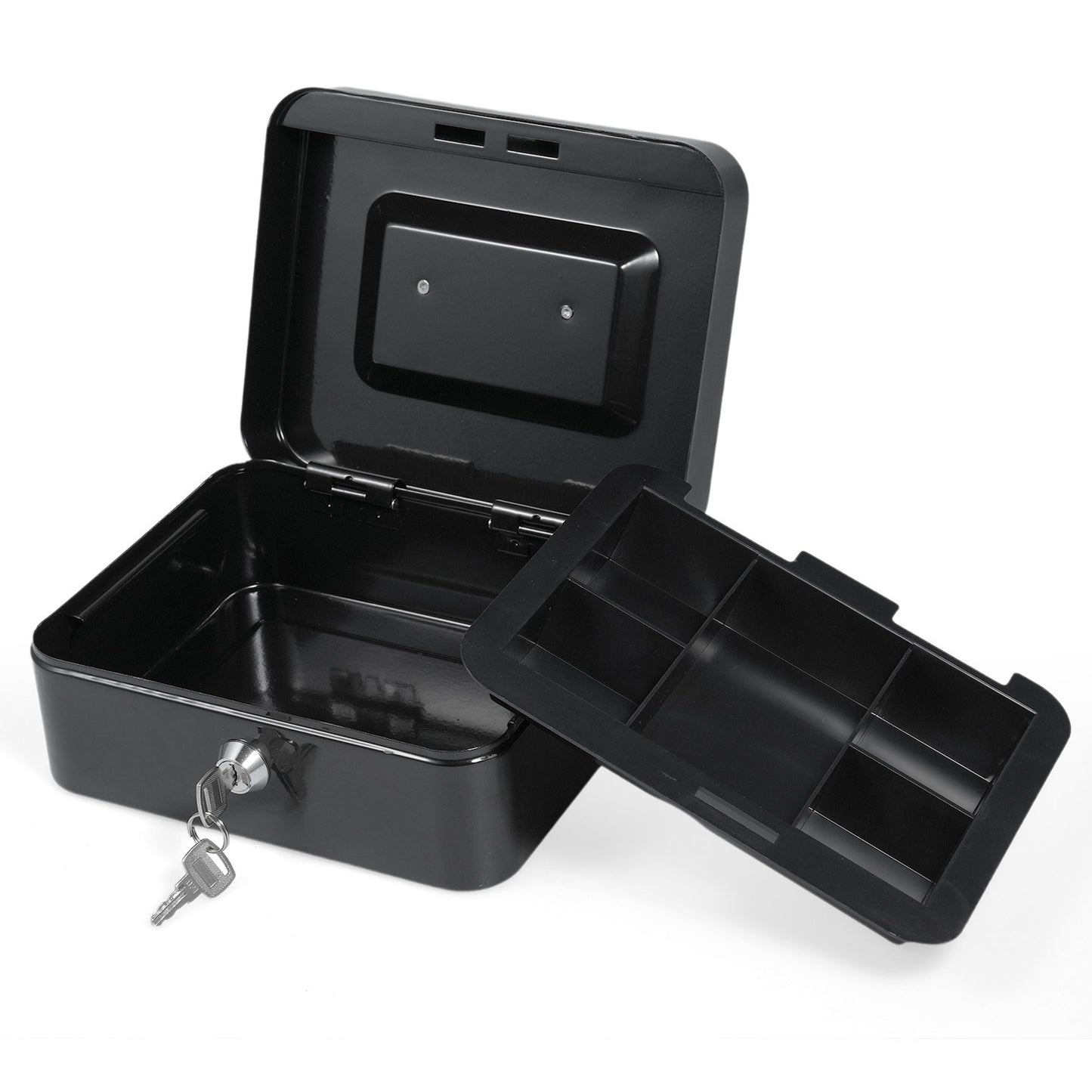Secure Cash Box with Detachable Tray & 2 Keys - Money, Coin, Receipts & Valuables Safe for Small Business