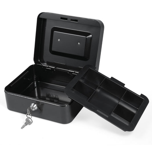 Secure Cash Box with Detachable Tray & 2 Keys - Money, Coin, Receipts & Valuables Safe for Small Business