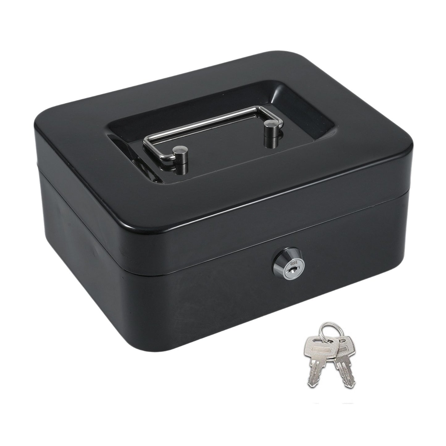 Secure Cash Box with Detachable Tray & 2 Keys - Money, Coin, Receipts & Valuables Safe for Small Business