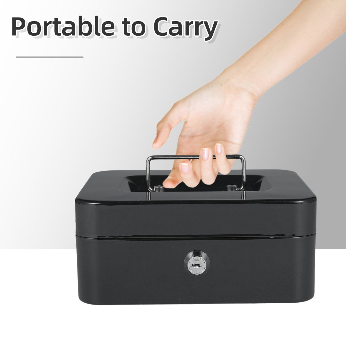 Secure Cash Box with Detachable Tray & 2 Keys - Money, Coin, Receipts & Valuables Safe for Small Business