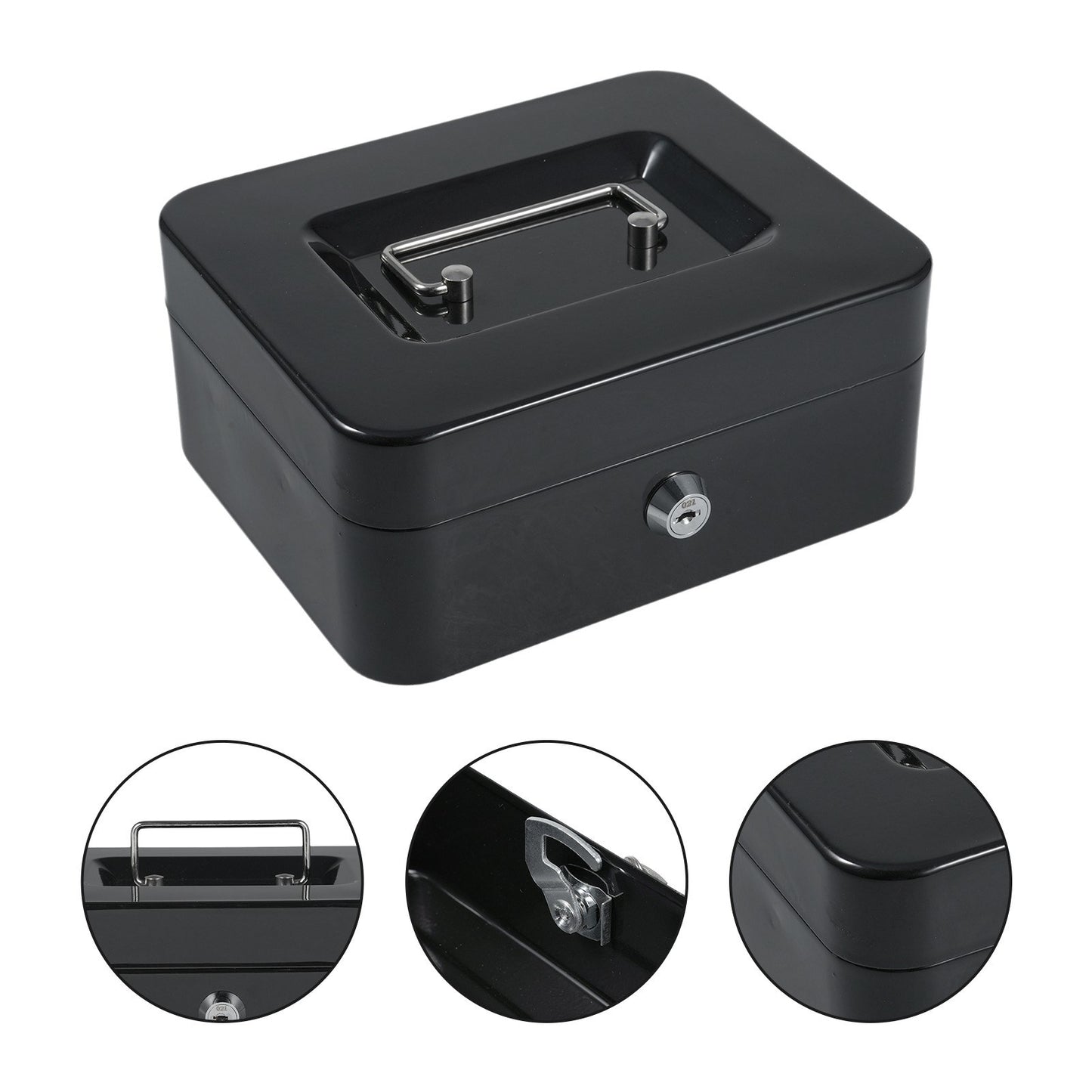 Secure Cash Box with Detachable Tray & 2 Keys - Money, Coin, Receipts & Valuables Safe for Small Business