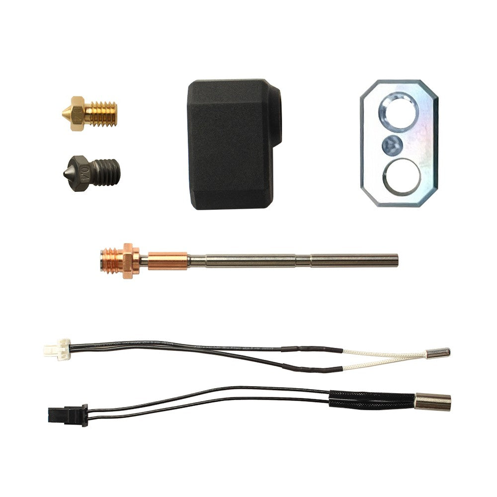3D Printer Hotend Kit for Prusa MK4: High-Quality Heating Block, Silicone Sleeve, Copper Titanium Throat, Temp Wire, 0.4mm Brass Nozzles