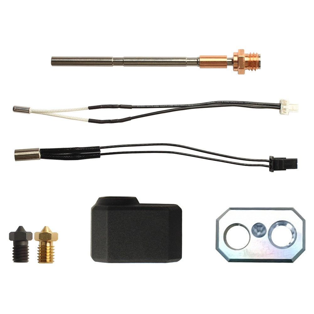 3D Printer Hotend Kit for Prusa MK4: High-Quality Heating Block, Silicone Sleeve, Copper Titanium Throat, Temp Wire, 0.4mm Brass Nozzles