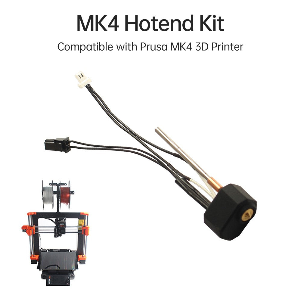 3D Printer Hotend Kit for Prusa MK4: High-Quality Heating Block, Silicone Sleeve, Copper Titanium Throat, Temp Wire, 0.4mm Brass Nozzles