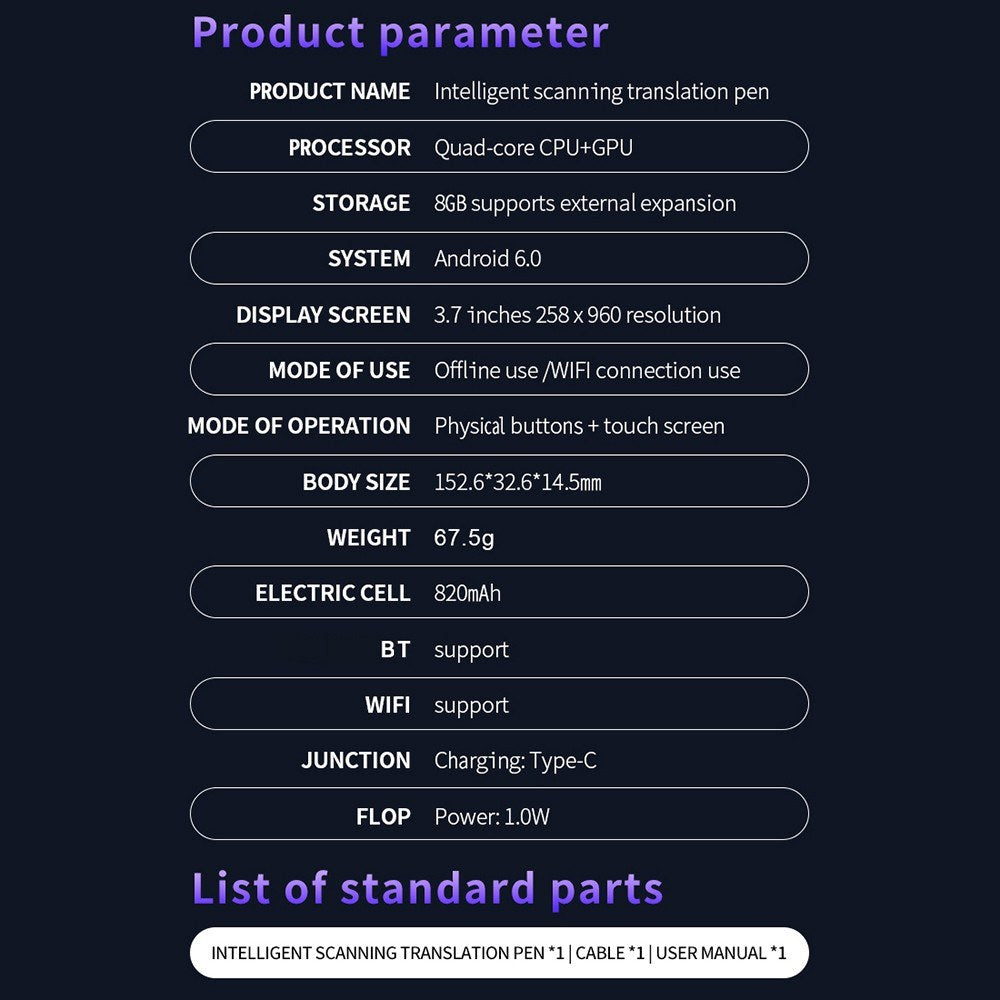 S65 Smart Translation Pen and Scanner Reader Device