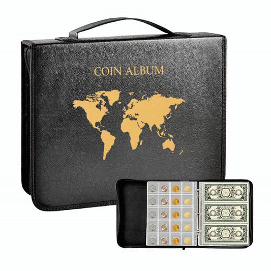 Waterproof Coin Collection Album: 200 Pocket Holder & 30 Sleeves for Paper Money, Transparent PVC Organizer for Collectors